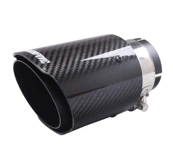 汽車尾喉咀-54-89mm直邊亮纖維黑