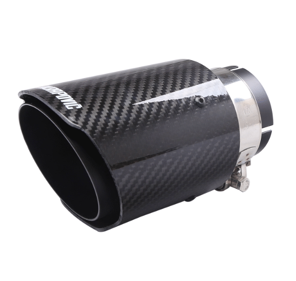 汽車尾喉咀-63-89mm直邊亮纖維黑