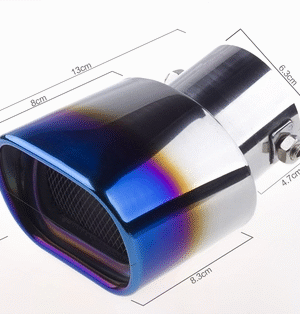 汽車尾喉咀-帶網方口烤藍彎通用款